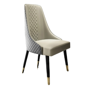 Diamic Modern Gray Dining Chairs Set of 2 Upholstered Faux Leather High Back