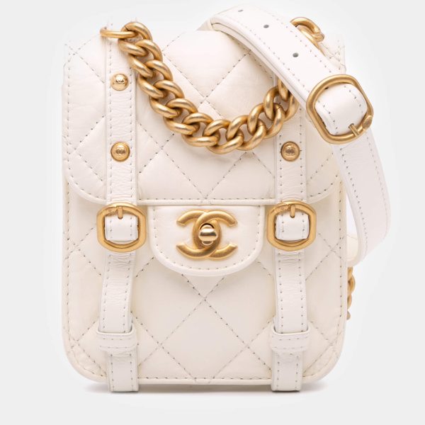 レア！！CHANEL アイボリー　ミニバッグ Chanel Ivory Leather Mini City School Flap Bag – Qavaa Marketplace